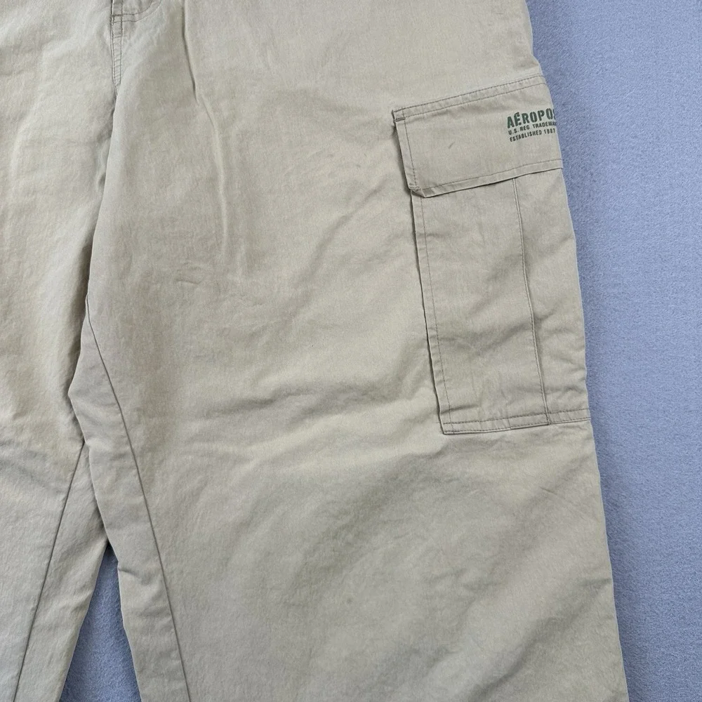 Y2K Aeropostale Baggy Cargo Pants Men's Large Beige Convertible Zip Off Wide Leg - Picture 4 of 16